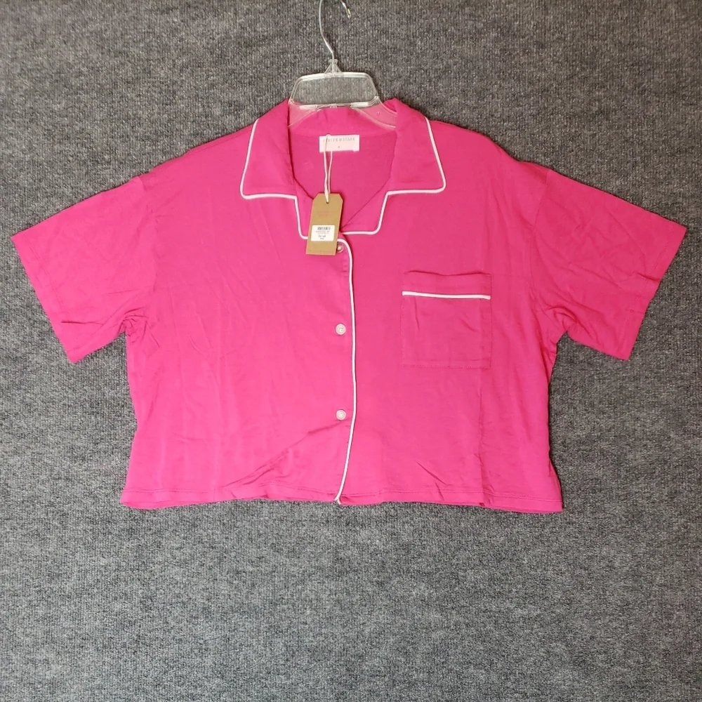 Stripe & Stare Women's 2 Piece Pink White Pajama Set Super Soft - Picture 4 of 11